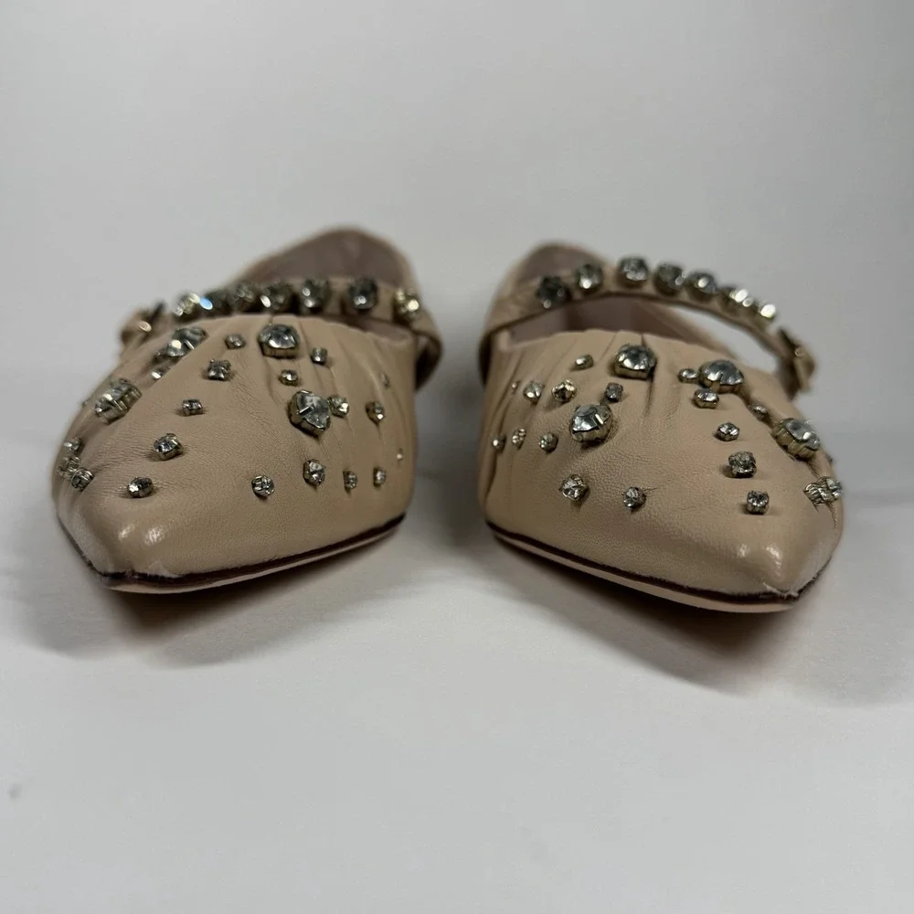 Antonio Melani Jennifer Sumko Size 7.5 M Nude Bling Lyssa Lou Mary Jane Flats